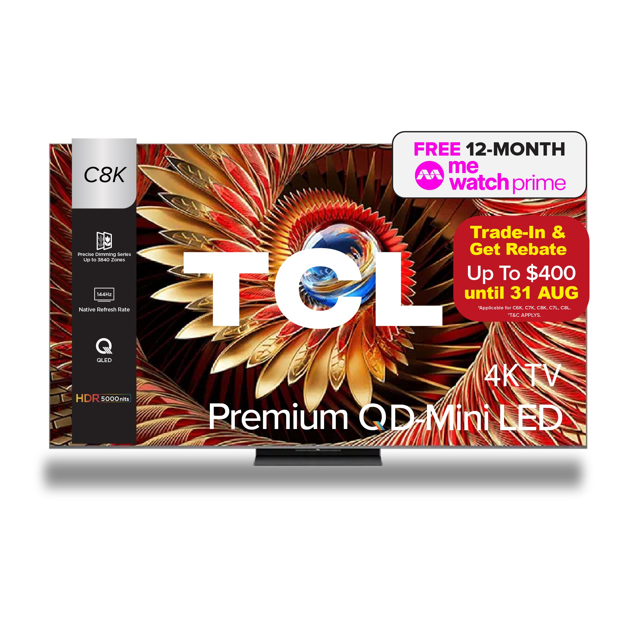 TCL C8K Premium QD-Mini LED 4K TV | 65 75 85 98 inch | HDR 4500