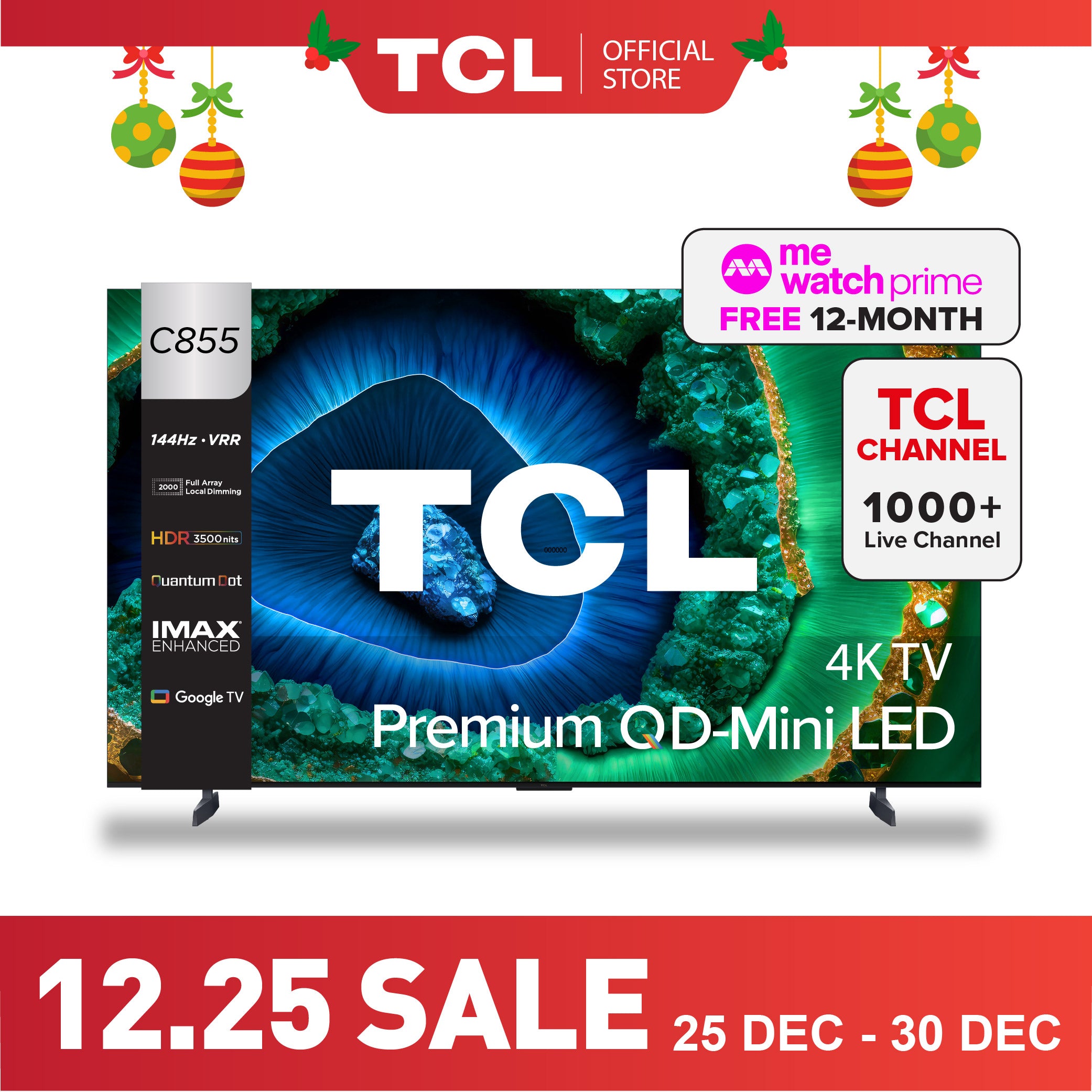 TCL C855 Premium QD-Mini LED 4K TV 65