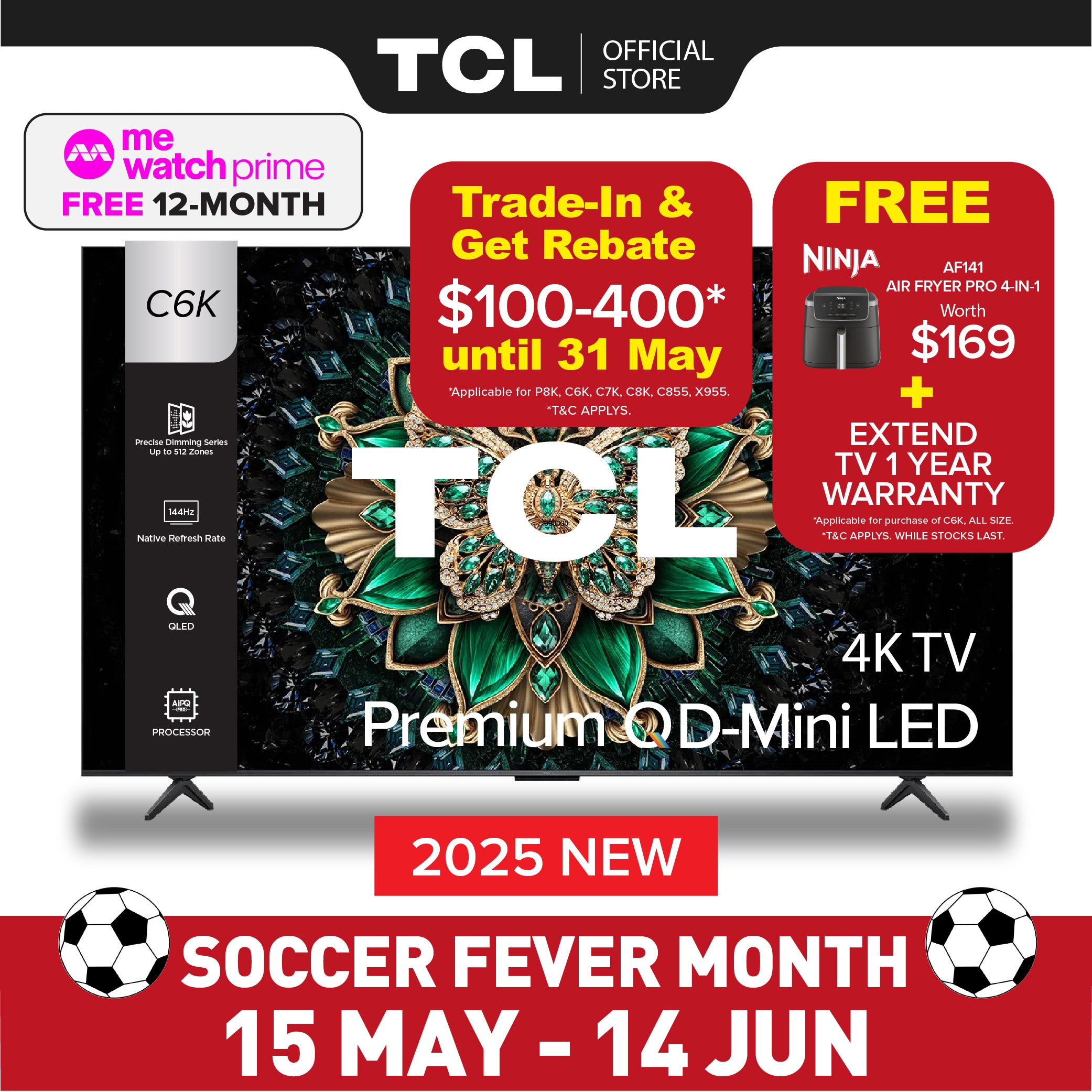2025 NEW | TCL C6K 4K Premium QD Mini LED TV 55