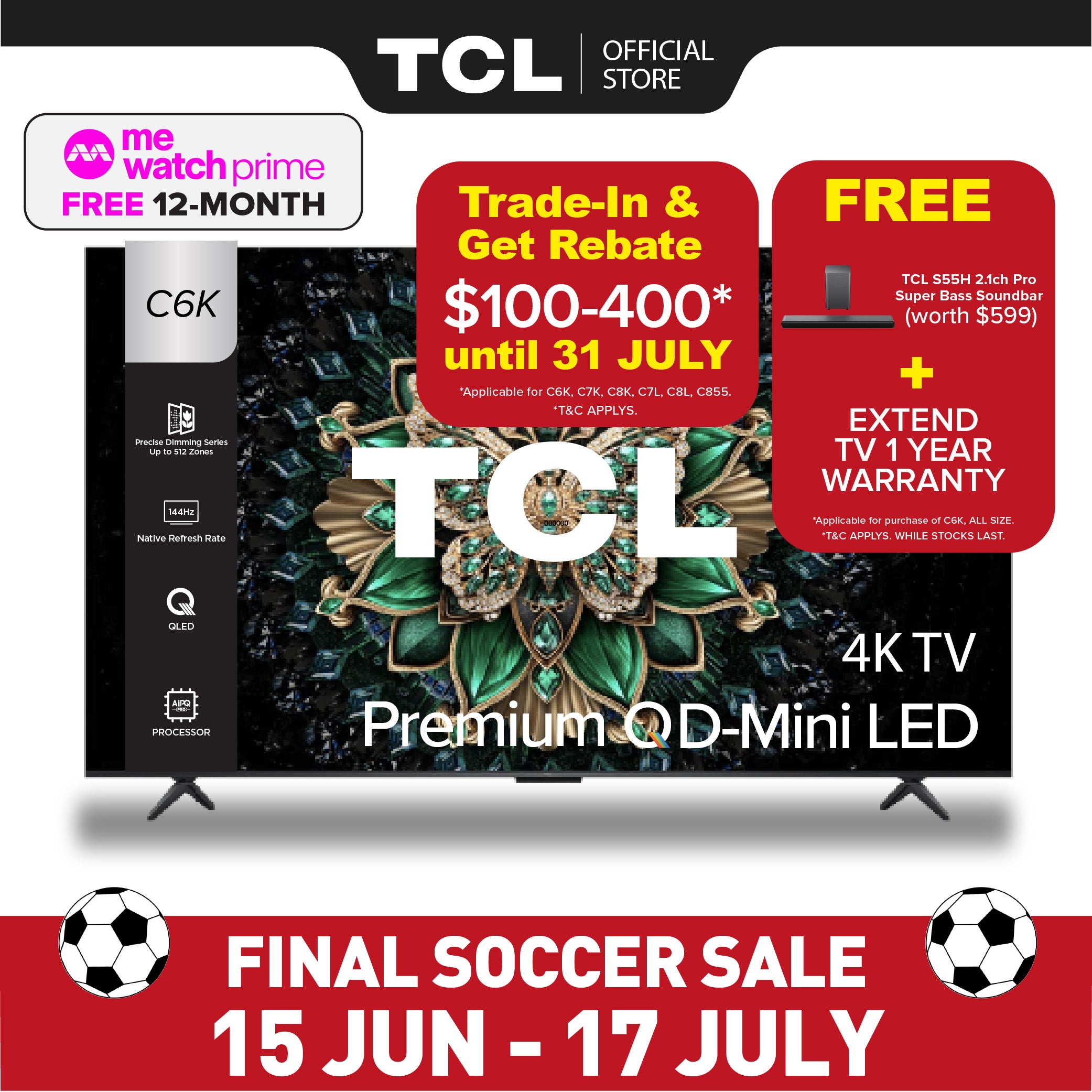 2025 NEW | TCL C6K 4K Premium QD Mini LED TV 55