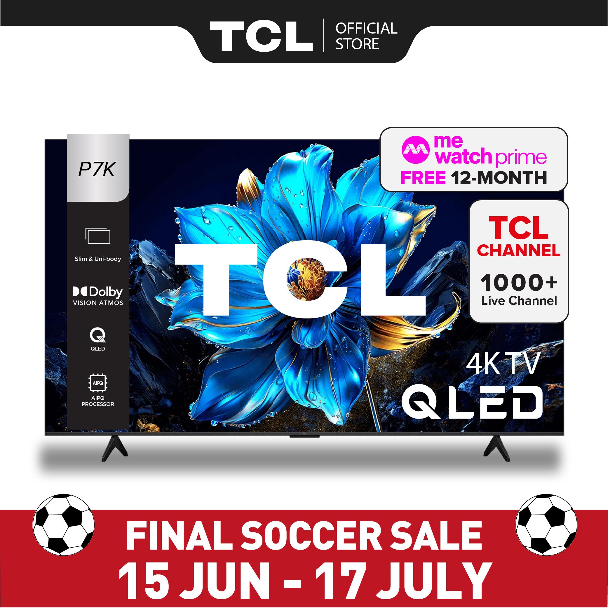 TCL P7K 4K QLED Smart TV | 55 inch | AI Smart Google TV – TCL