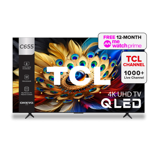 TCL C655 4K QLED Pro 65 inch 75 inch 85 inch 98 inch Onkyo Subwoofer In Built Eye Care AI Smart TV Google TV