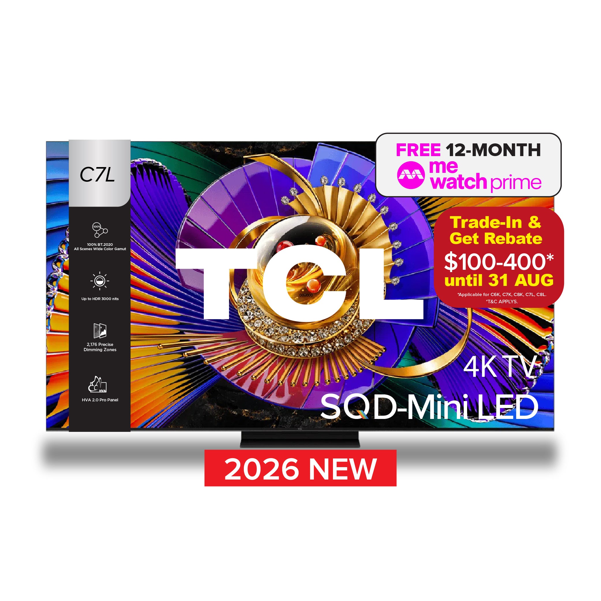 TCL C8K Premium QD-Mini LED 4K TV | 65 75 85 98 inch | HDR 4500