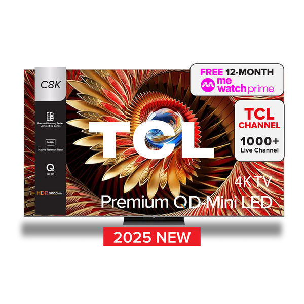 2025 NEW | TCL C8K Premium QD-Mini LED 4k TV | 65 inch  75 inch 85 inch 98 inch | HDR 4500 nits | AI Smart Google TV
