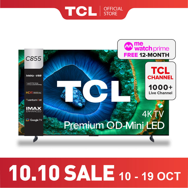 National Days Sales TCL C855 Premium QD-Mini LED 4K TV 85" - 98" AI Smart Google TV