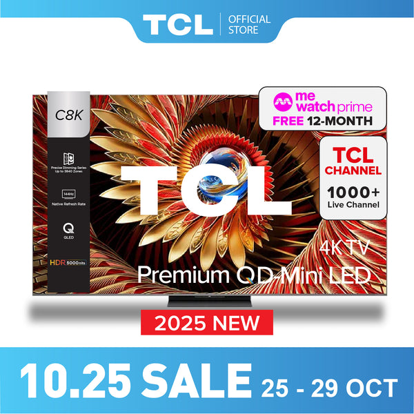 2025 NEW | TCL C8K Premium QD-Mini LED 4k TV | 65 inch  75 inch 85 inch 98 inch | HDR 4500 nits | AI Smart Google TV