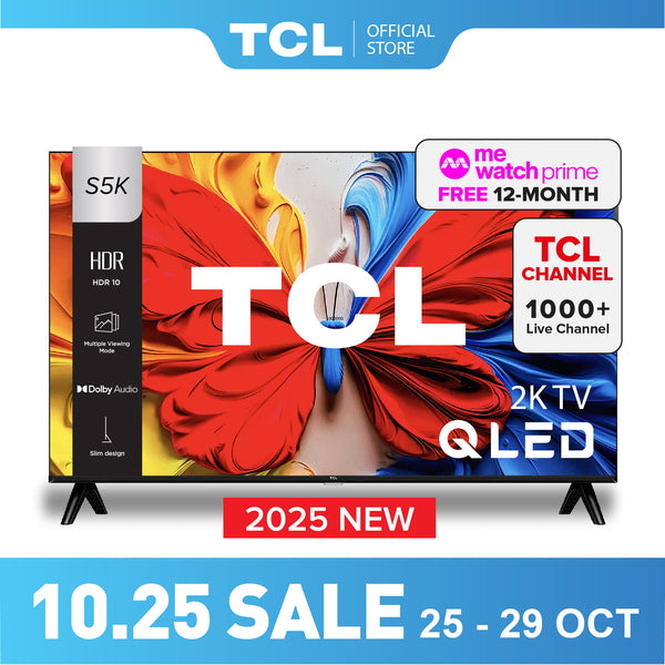 2025 NEW | TCL S5K QLED TV | 32 40 50 inch | Dolby Audio | HDR 10 | AI Smart 2K Google TV