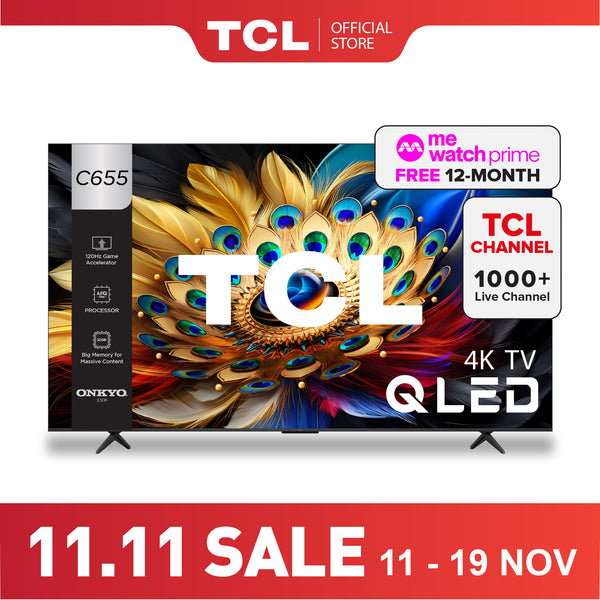 TCL C655 4K QLED Pro 65 inch 75 inch 85 inch 98 inch Onkyo Subwoofer In Built Eye Care AI Smart TV Google TV