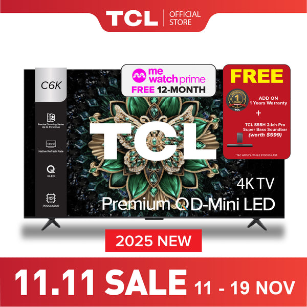 2025 NEW | TCL C6K 4K Premium QD Mini-LED TV 55 inch 65 inch 75 inch 85 inch  AI Smart TV
