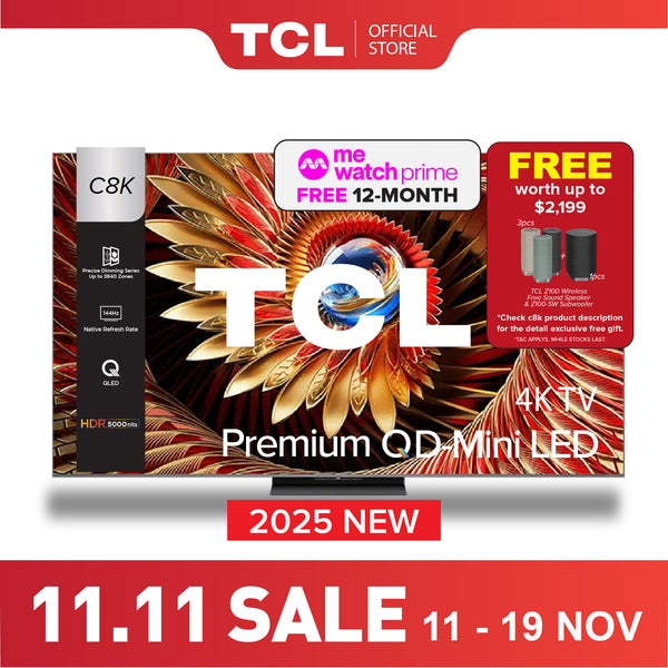 2025 NEW | TCL C8K Premium QD-Mini LED 4k TV | 65 inch  75 inch 85 inch 98 inch | HDR 4500 nits | AI Smart Google TV