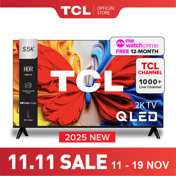 2025 NEW | TCL S5K QLED TV | 32 40 50 inch | Dolby Audio | HDR 10 | AI Smart 2K Google TV
