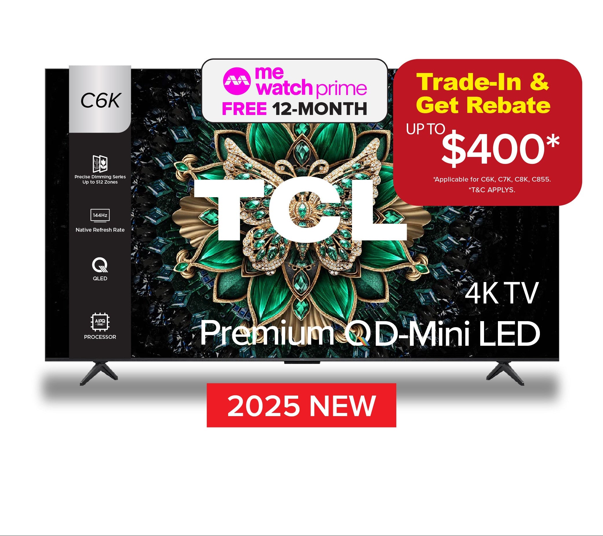 2025 NEW | TCL C6K 4K Premium QD Mini LED TV 55