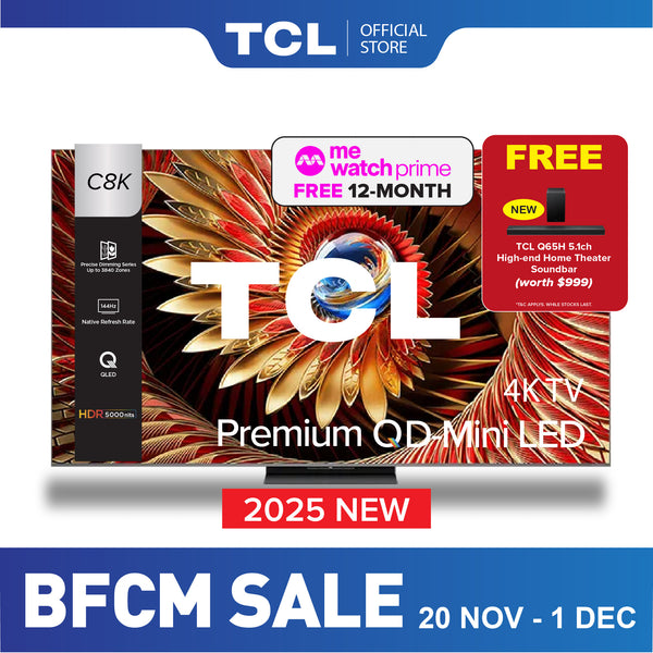 2025 NEW | TCL C8K Premium QD-Mini LED 4k TV | 65 inch  75 inch 85 inch 98 inch | HDR 4500 nits | AI Smart Google TV