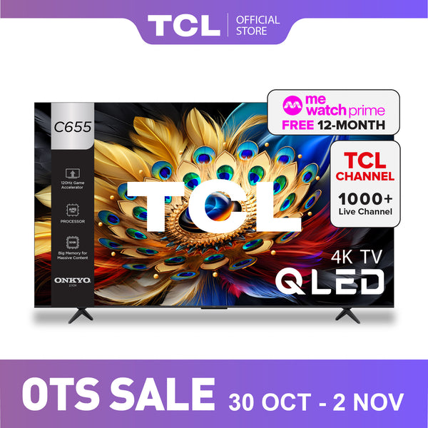 TCL C655 4K QLED Pro 65 inch 75 inch 85 inch 98 inch Onkyo Subwoofer In Built Eye Care AI Smart TV Google TV