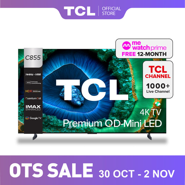 TCL C855 Premium QD-Mini LED 4K TV 85" - 98" AI Smart Google TV
