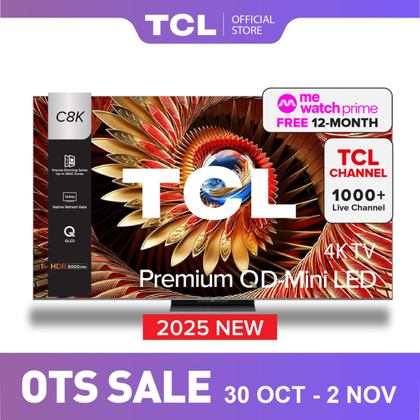 2025 NEW | TCL C8K Premium QD-Mini LED 4k TV | 65 inch  75 inch 85 inch 98 inch | HDR 4500 nits | AI Smart Google TV