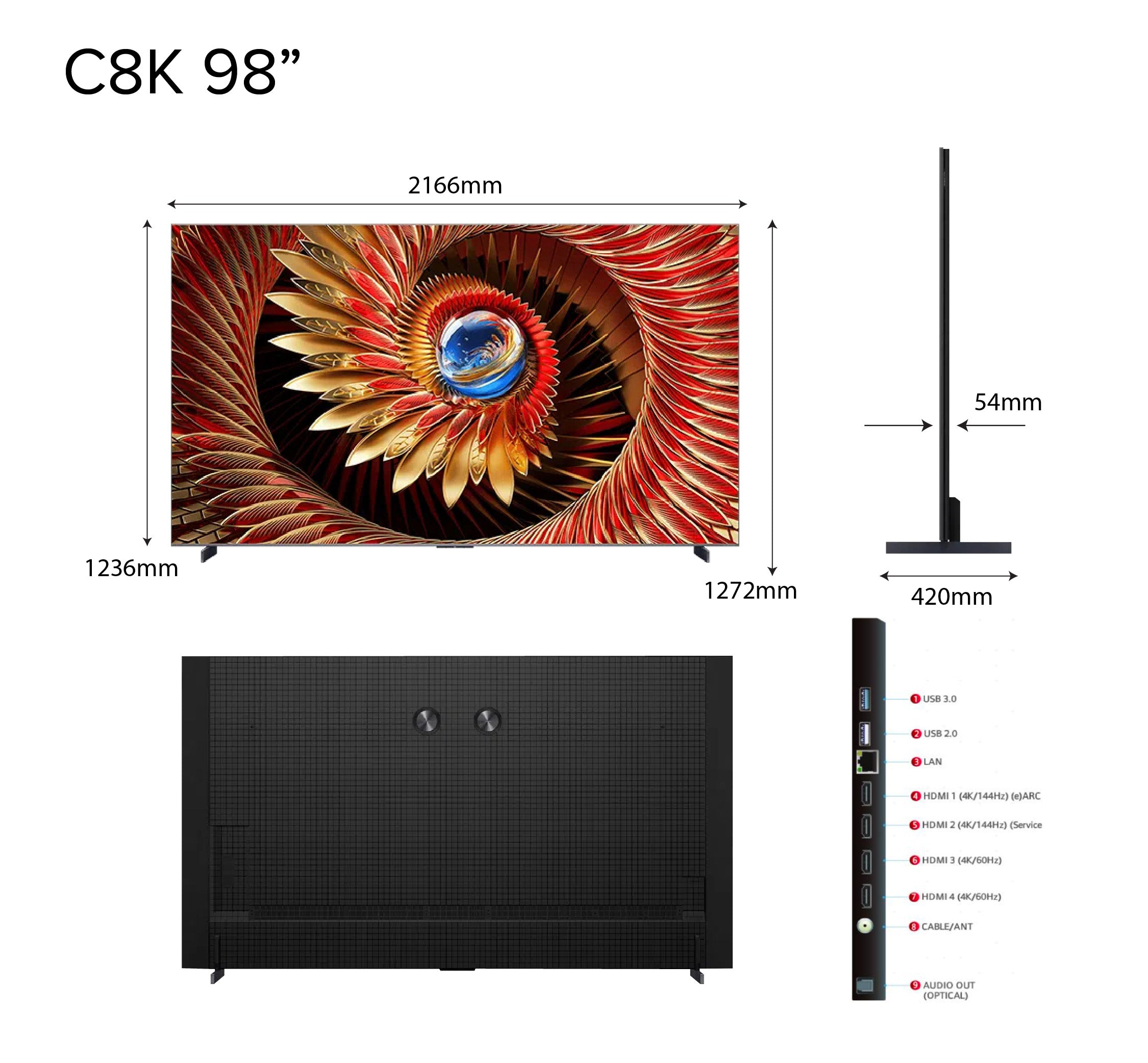 TCL C8K Premium QD-Mini LED 4K TV | 65 75 85 98 inch | HDR 4500
